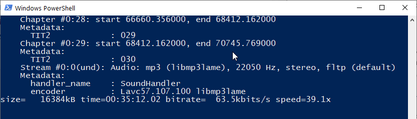 Конвертация M4B через FFmpeg в PowerShell