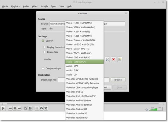 Конвертация MP3 в OGG через VLC