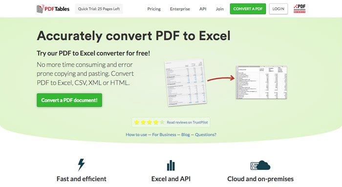 PDFTables для конвертации таблиц