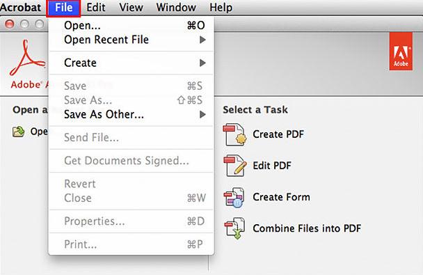Интерфейс Adobe Acrobat для экспорта PDF