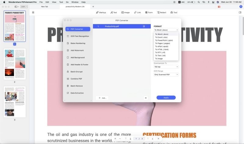 Скриншот PDFelement для Mac