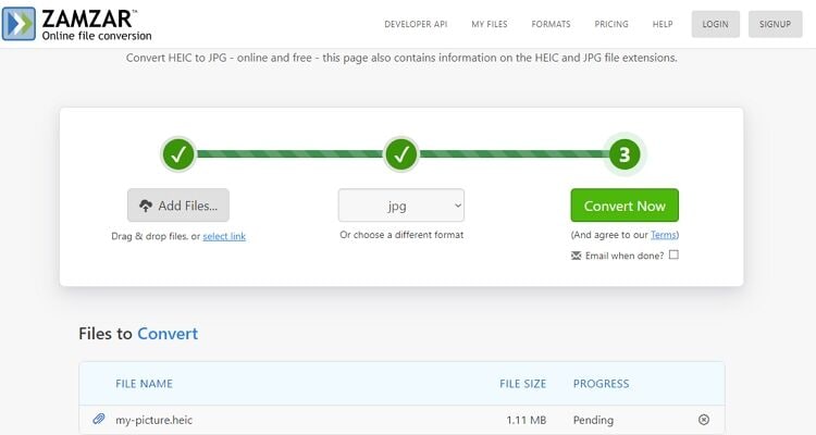 Zamzar — конвертация RAW