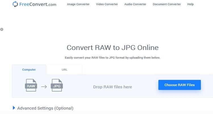 FreeConvert — RAW to JPG