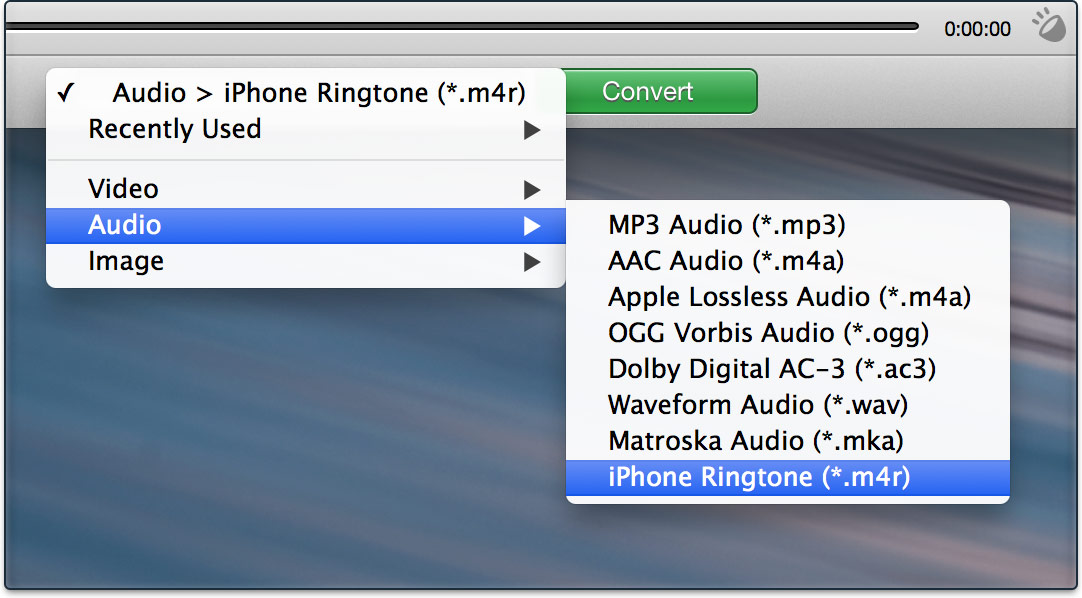 Adapter — выбор iPhone Ringtone (*.m4r)