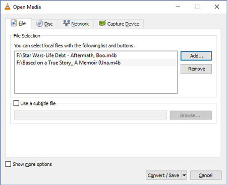 Конвертация M4B в MP3 через VLC