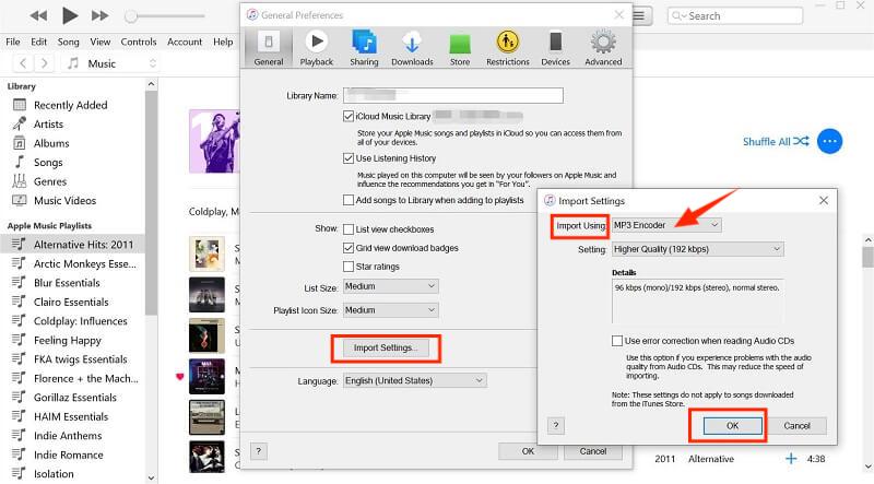 Настройки MP3 Encoder в iTunes