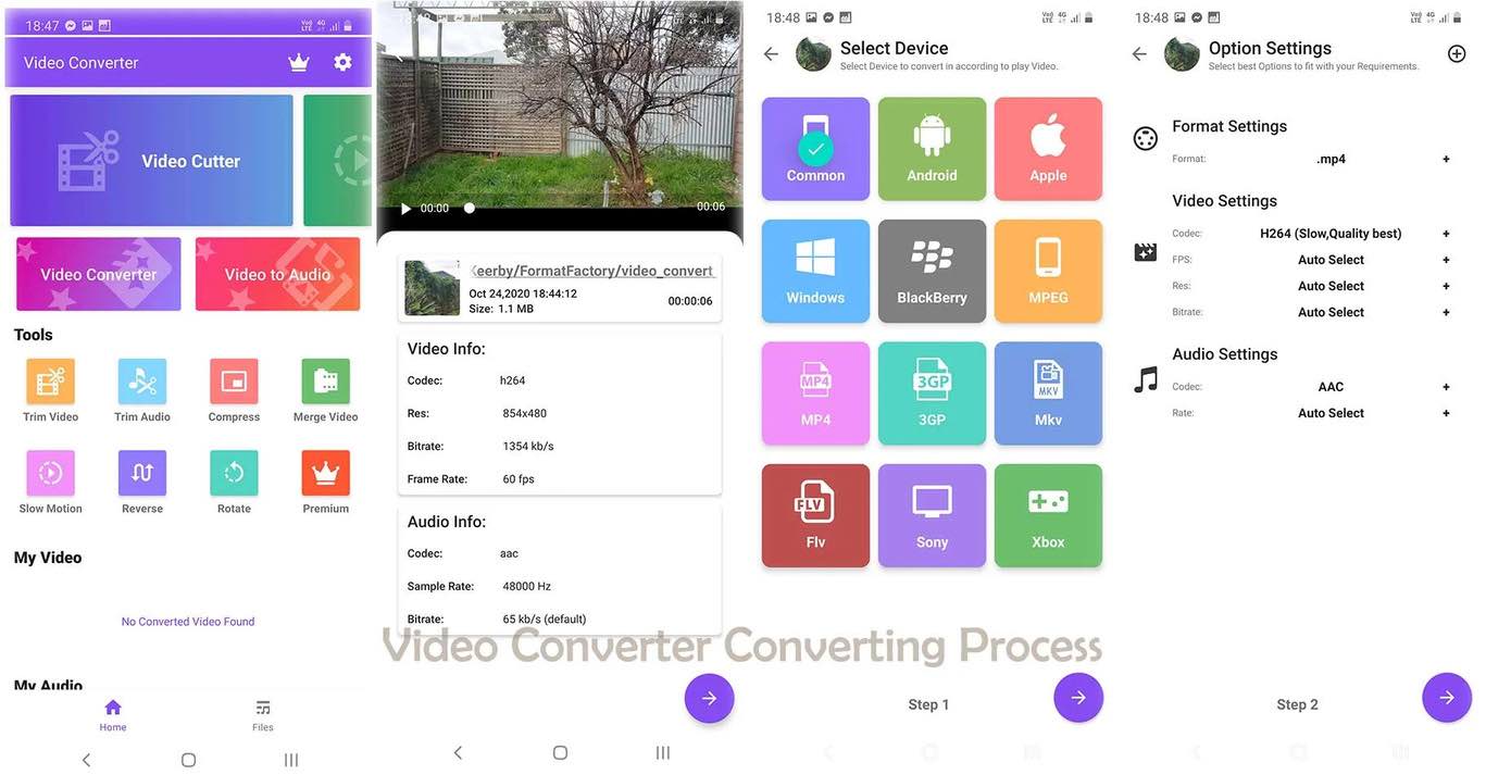 Мобильный видеоконвертер на Android с выбором профилей