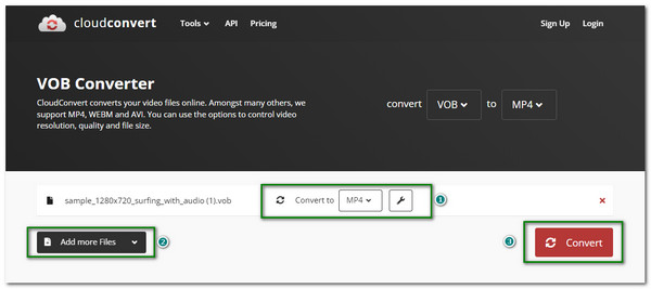 CloudConvert: запуск обработки