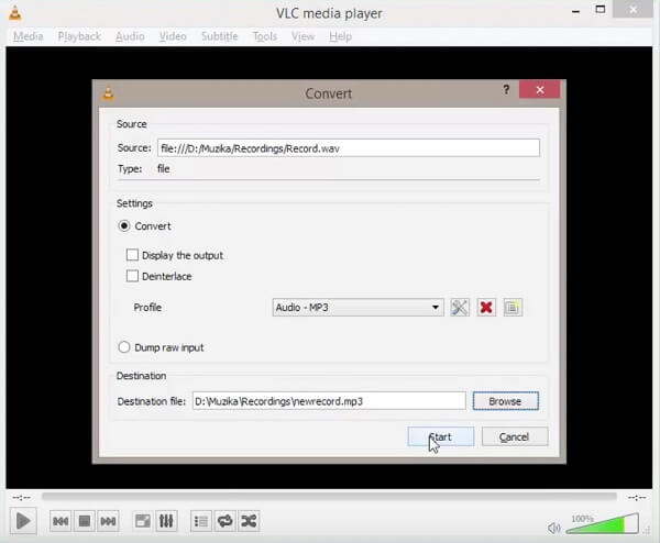 Профиль конвертации в VLC