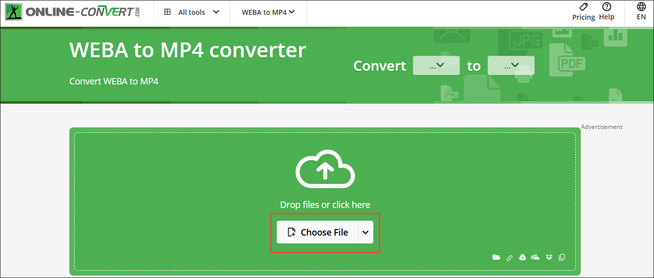 Online-Convert: загрузка файла для конвертации