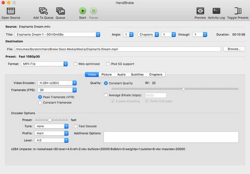 HandBrake на macOS для экспорта MP4