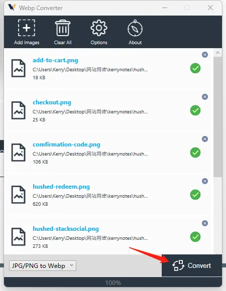 Завершенная конвертация в WebP Converter - AnyWebP