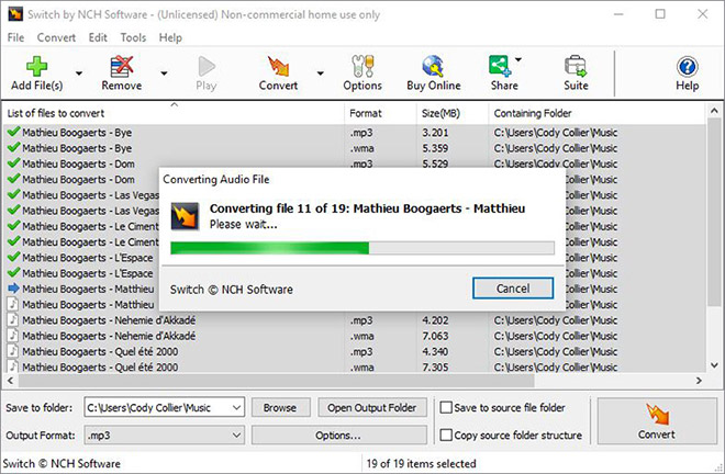 Запуск конвертации в Switch Audio Converter