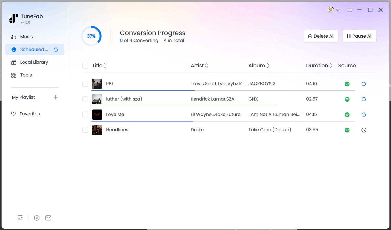 TuneFab Apple Music Converter: окно Conversion Progress
