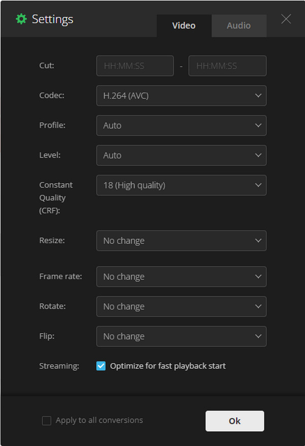 Настройки Convertio