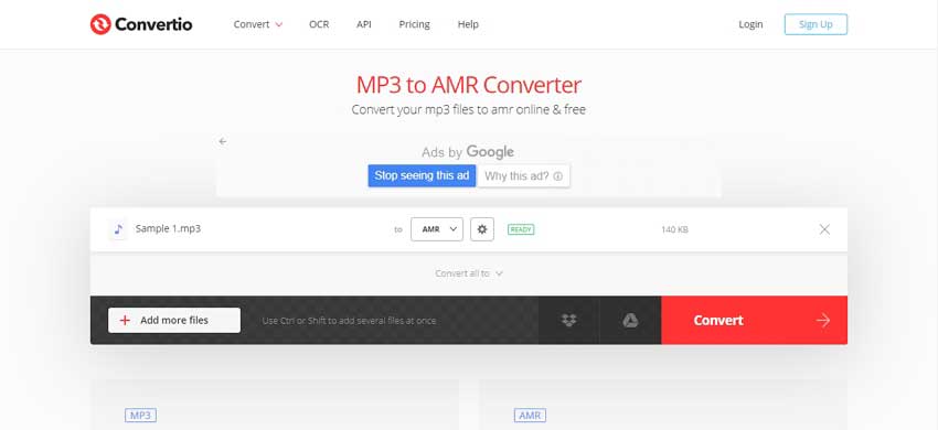 Онлайн-конвертер MP3 в AMR
