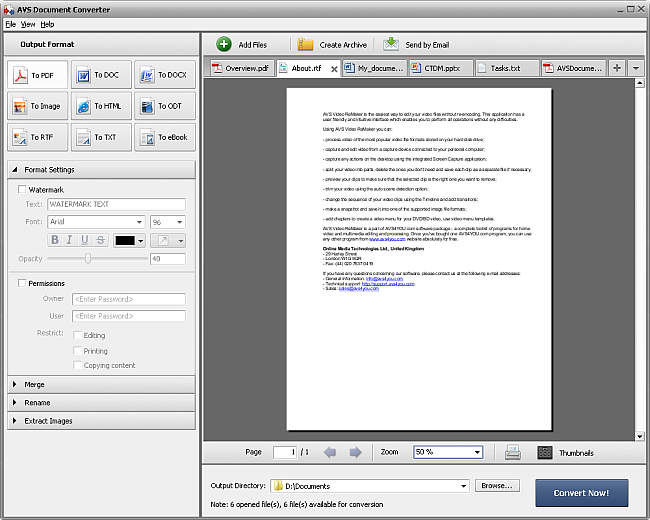 Режим To PDF в AVS Document Converter