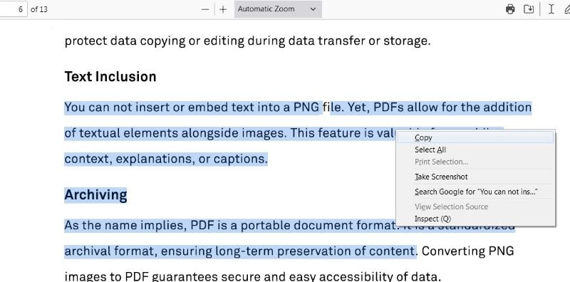 Копирование текста в PDFelement