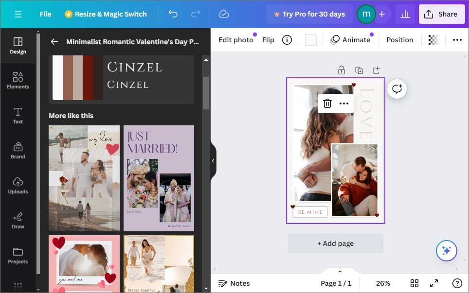 Скриншот интерфейса Canva