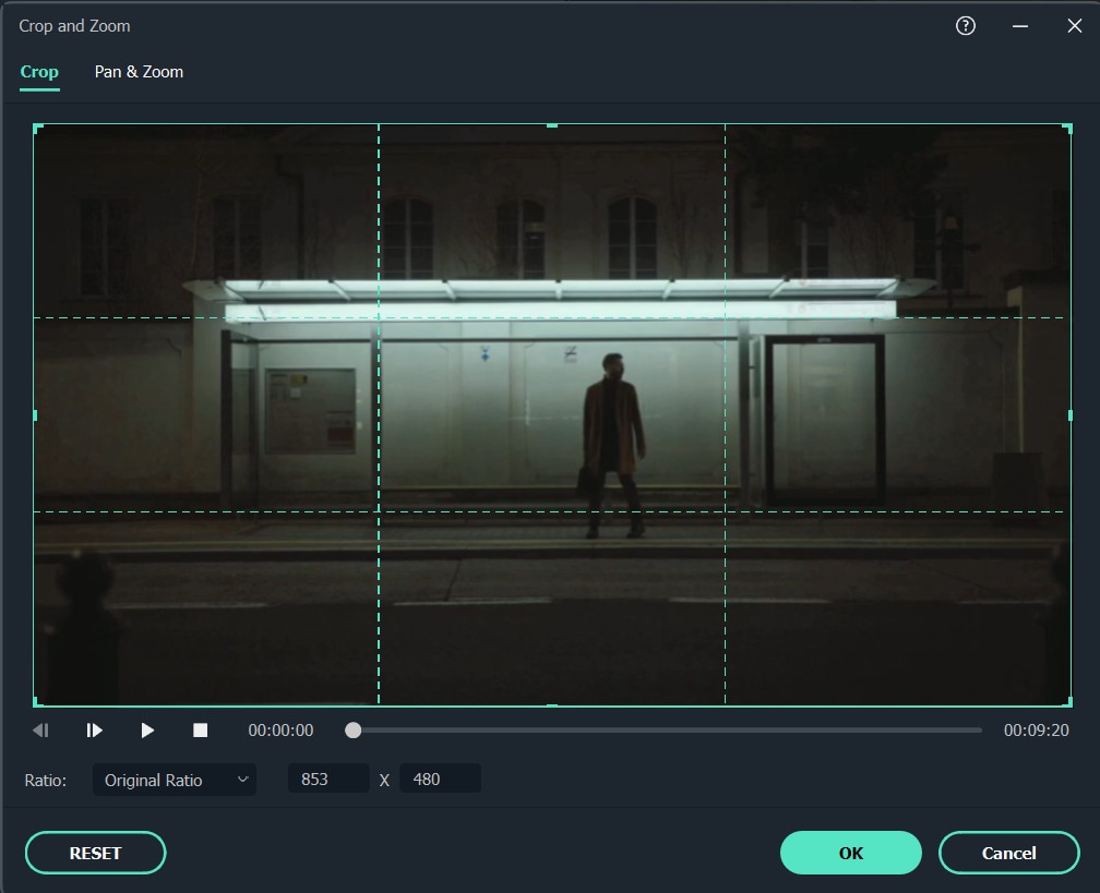 Инструмент Crop and Zoom в Filmora