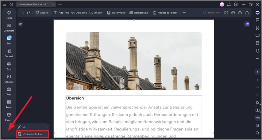 Настройка панели инструментов в Wondershare PDFelement Pro