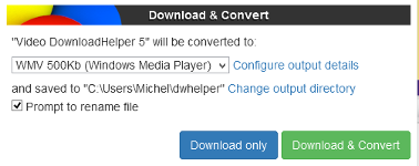 Панель Download & Convert в Video DownloadHelper