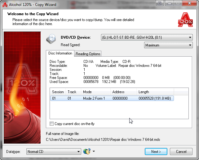 Alcohol 120% — Copy Wizard