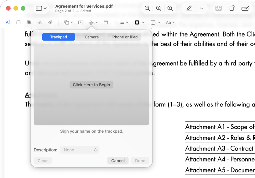 Создание подписи в Preview через Trackpad