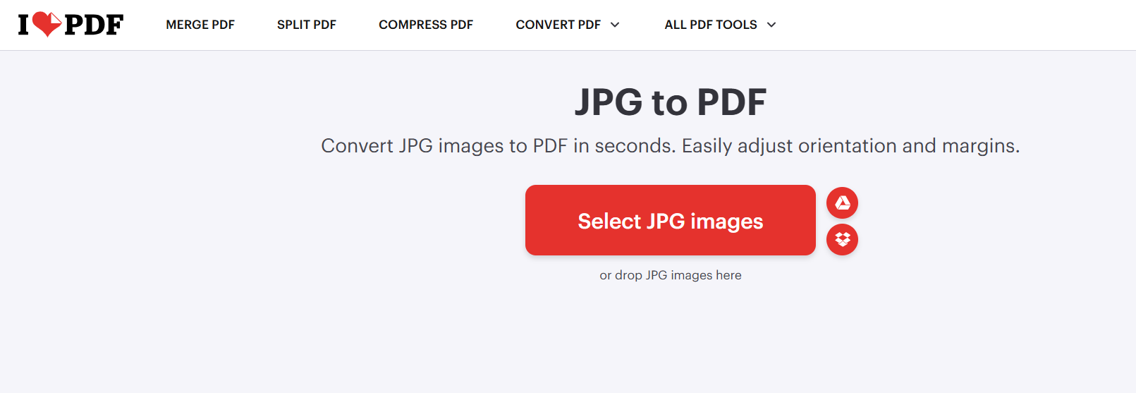 iLovePDF: изображение в PDF