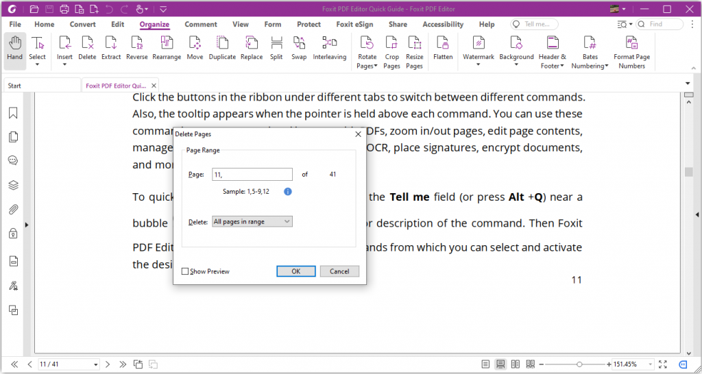 Удаление страницы в Foxit PDF Editor
