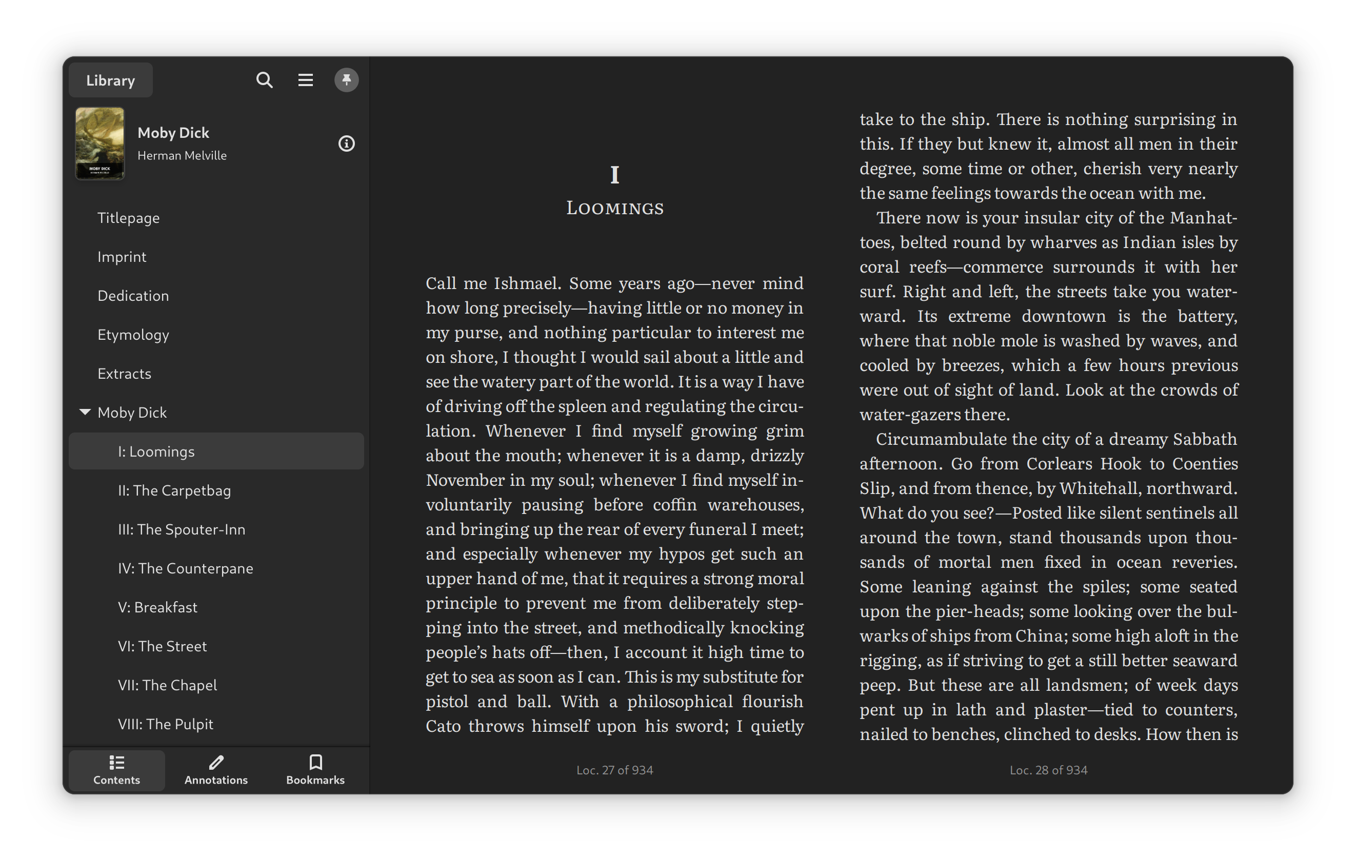 Foliate в тёмной теме