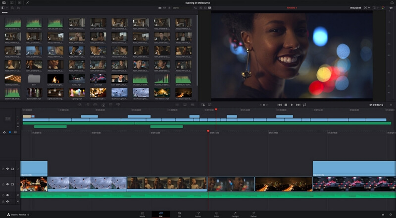 Интерфейс DaVinci Resolve на macOS