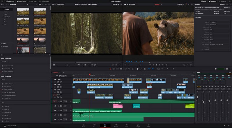 Интерфейс DaVinci Resolve