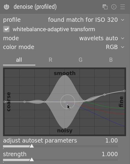 darktable: denoise profiled в режиме RGB