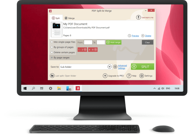Интерфейс Icecream PDF Split & Merge
