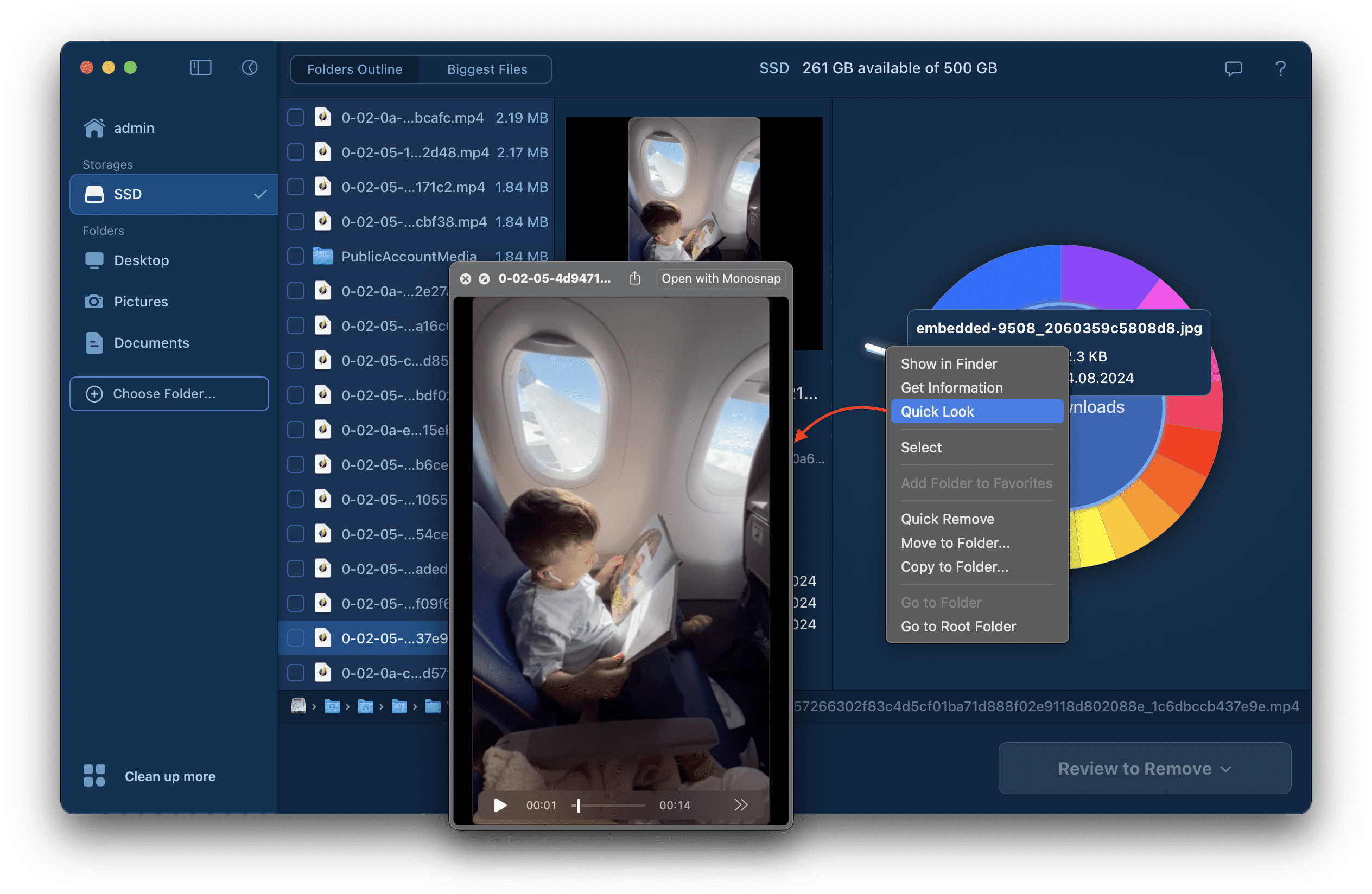Quick Look в Nektony Disk Space Analyzer
