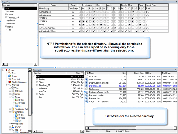 DiskTriage с отчетом по NTFS Permissions и списком файлов выбранного каталога