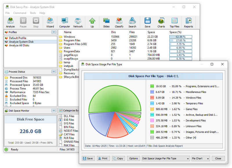 Главное окно DiskSavvy