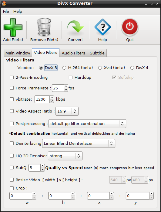 DivX Converter: интерфейс программы