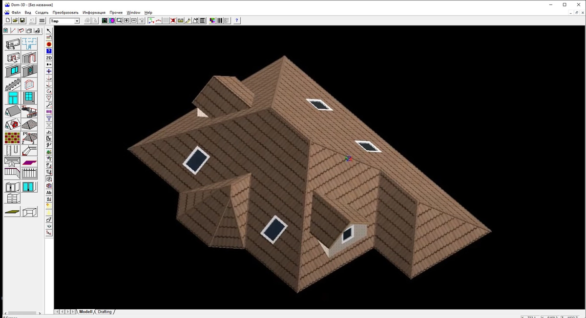 Крыша сложной формы в программе Дом-3D