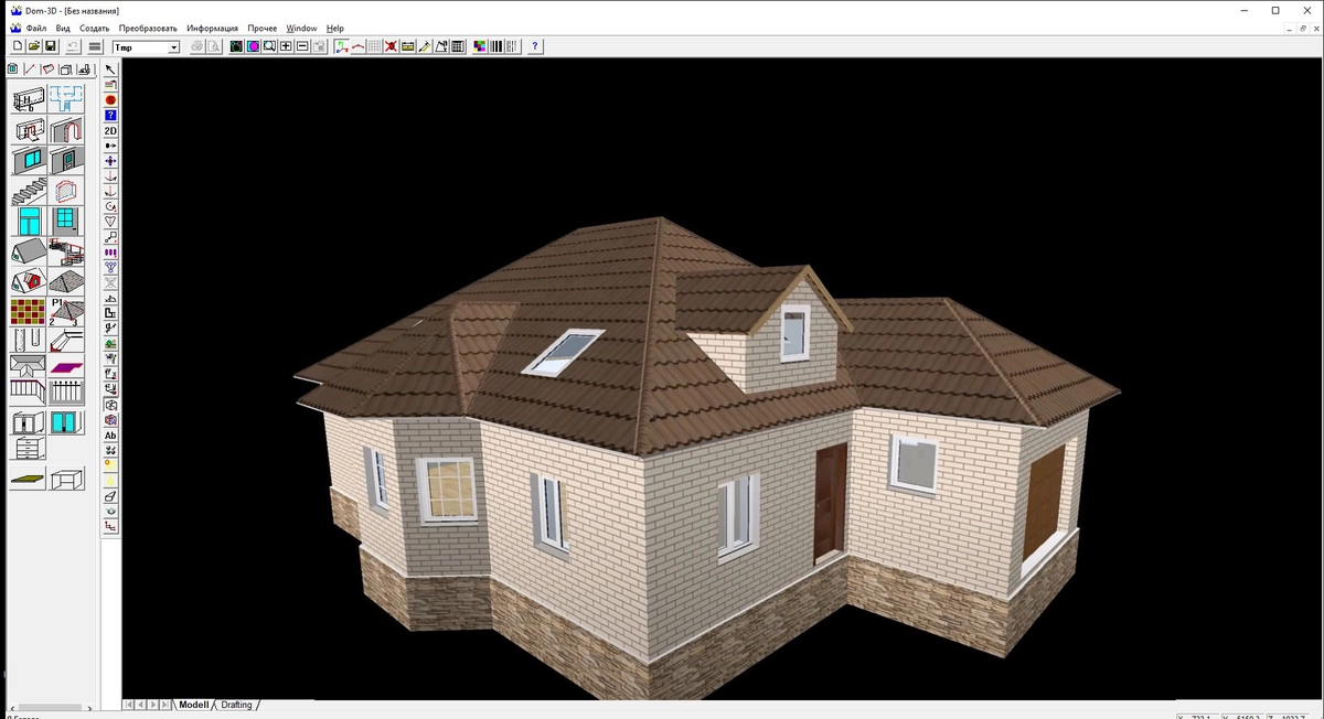 Готовый дом с крышей и отделкой, собранный в Дом-3D