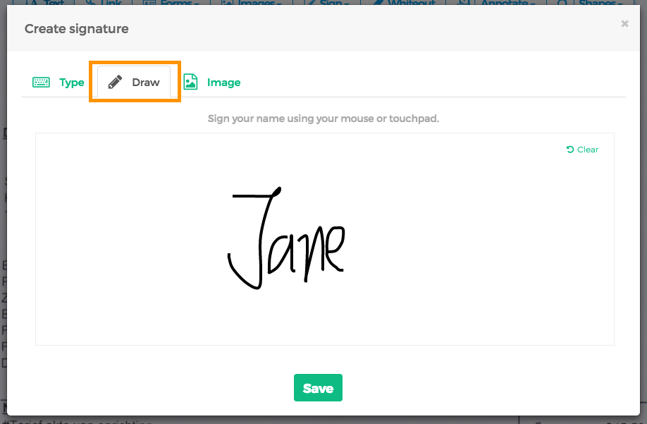 Sejda PDF Editor: создание подписи через Draw