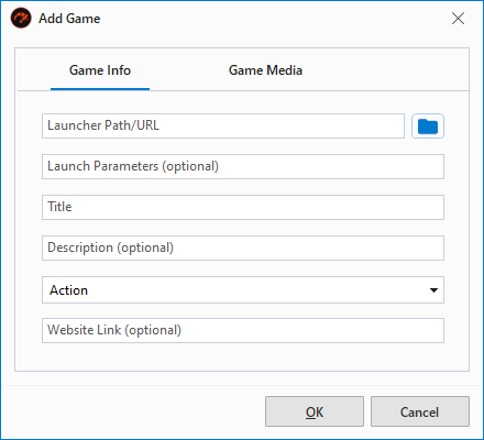 Game Fire — окно Add Game