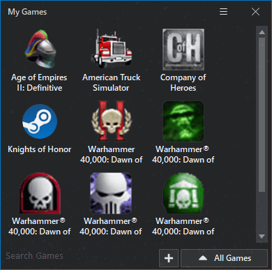 Game Fire — виджет My Games