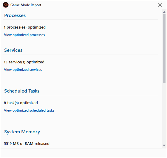 Game Fire — Game Mode Report