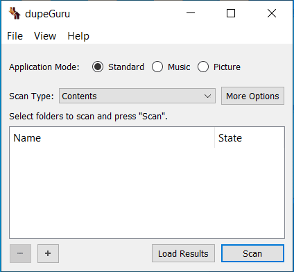 Стартовое окно dupeGuru