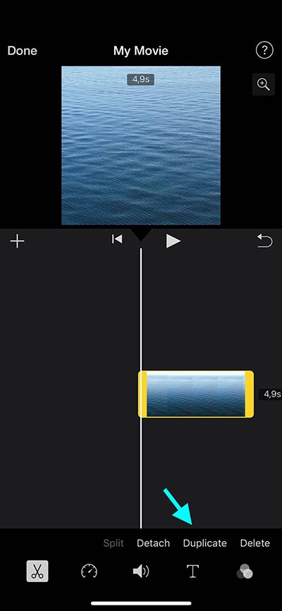 Дублирование видео в iMovie на iPhone и Mac
