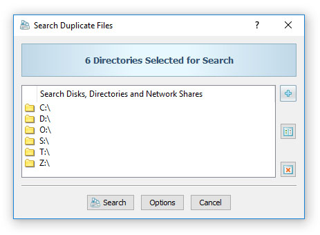 Окно Search Duplicate Files в DupScout