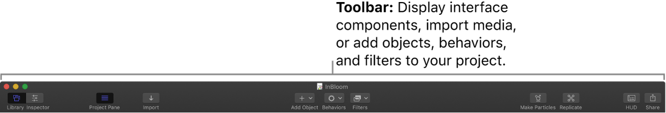 Toolbar в Apple Motion