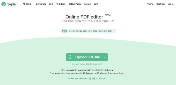 Редактирование PDF в Sejda